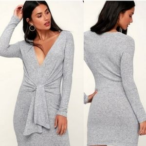 NWOT Free People Ginger Heathered Tie Front Sweater Dress Size Small